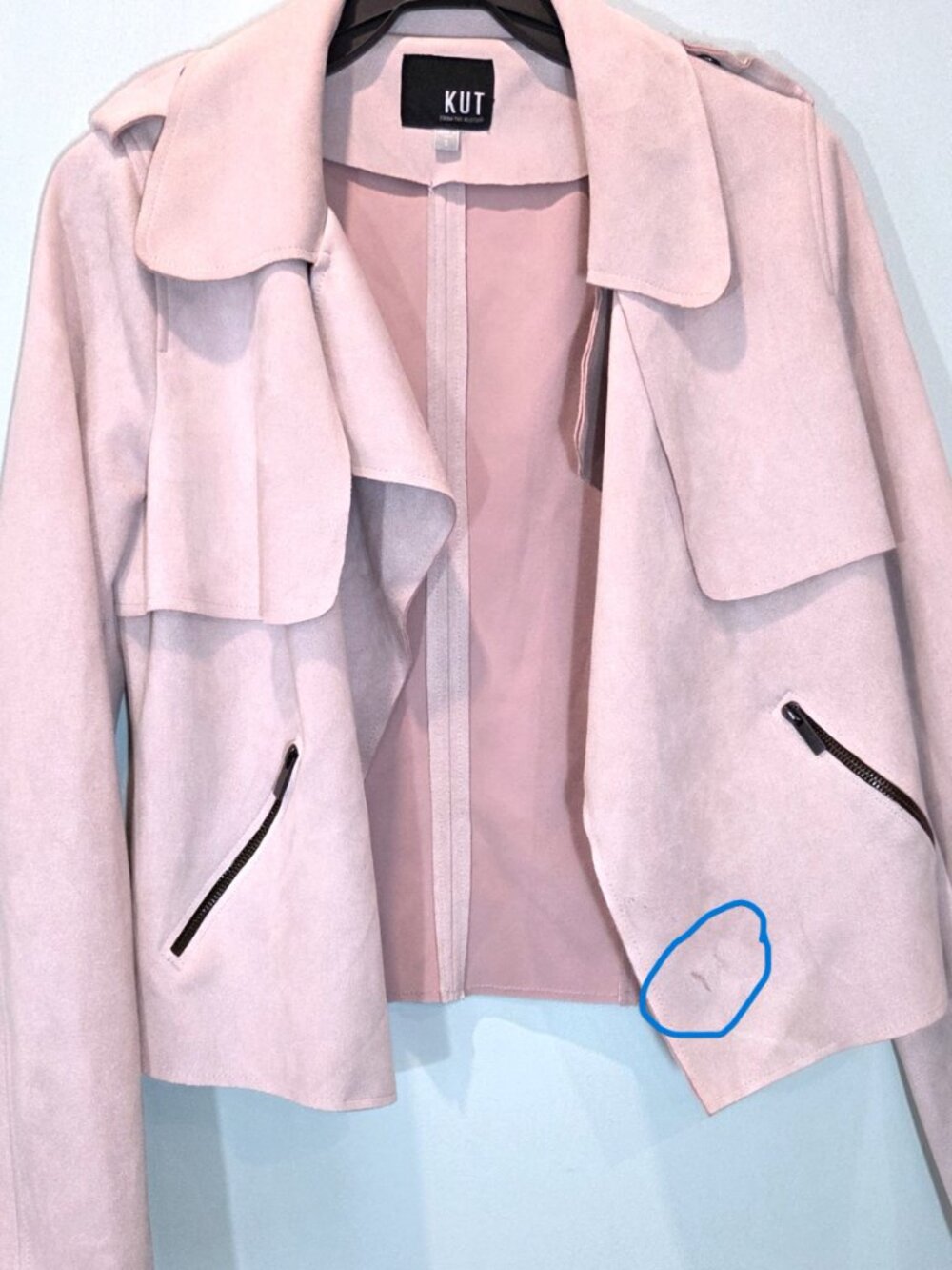 Kut from the Kloth Blush Pink Faux Suede Jacket Size S - Picture 3 of 5